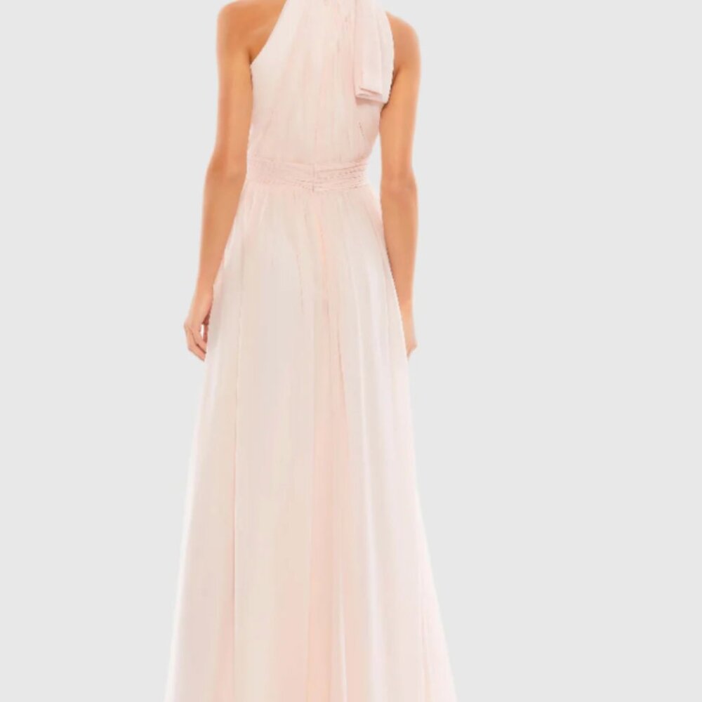 Macduggal Pink High Neck Chiffon Gown US 2
